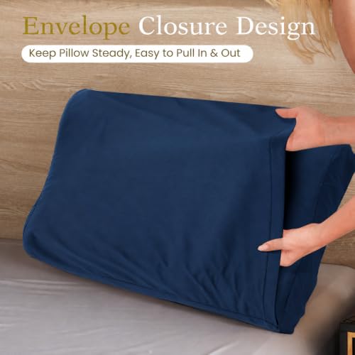 Image of Cooling Contour Cervical Pillowcase, Navy Blue, 24x14x5 /3.7 Inches, 1 Piece