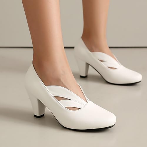 Elerhythm Women's Mary Jane Vintage Heels Gatsby 1920s Pumps Closed Round Toe 1950s Victorian Retro Shoes3