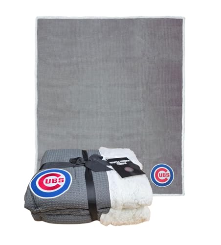 Northwest MLB Waffle Sherpa Throw Blanket 50 x 60 (Chicago Cubs)