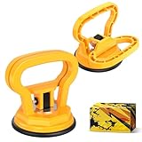 Amooca Glass Suction Cup Lifter Heavy Duty Tile Marble Suction Cup Vacuum Lifter with Handle for Granite Lifting & Window Replacement 30 lbs Load Capacity (2 Pack Yellow Small)