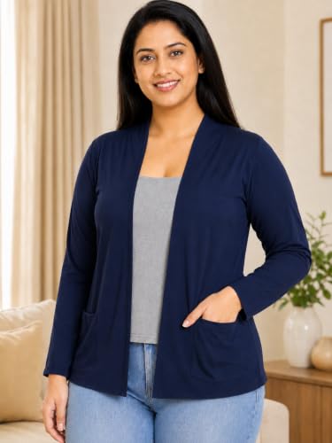 Image of In Love Women's Solid Open Front Shrug with Pockets