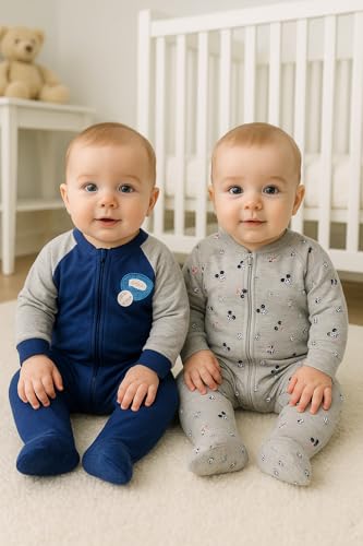 Image of TuddyBuddy 100% Cotton Multi Color Zipper Romper Sleepsuit /Romper /Jumpsuit for Baby Boy & Baby Girl