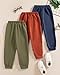 VEGGIEDOT Kids Boy Pants 3 Pack 6T 7T Little Boy Sweatpants Fall Winter Color Block Drawstring Elastic Boys Pants Red Blue Green Jogger Boys Sweatpants