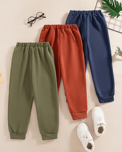 Toddler Boy Pants Fall Winter 2T 3T 4T 5T Little Kids Boy Sweatpants 3 Pack Drawstring Elastic Pants Size 6 73