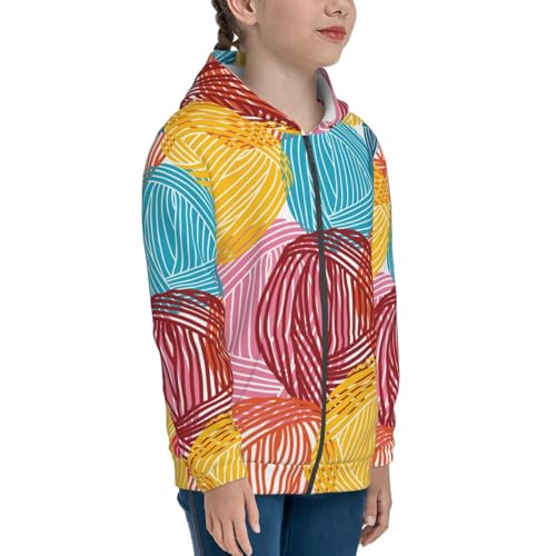 Colorful Wool Balls Kid Hoodies Boys Zip Up Sweatshirts Girls Pullover with Pocket4