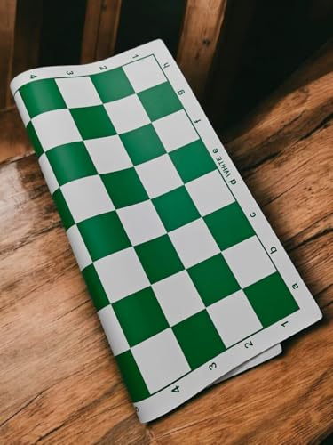 Image of Standard Chess 18'' x 18'' Tournament Chess Vinyl Foldable Chess Game - for Professional Chess Players - Green(Chess Board only)