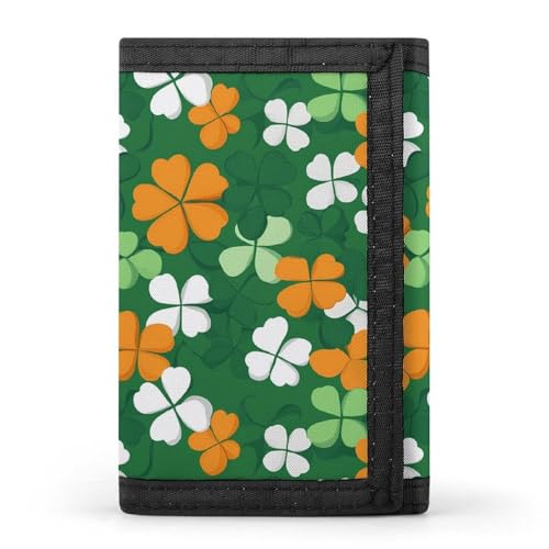 Irish Shamrock Saint Patrick Custom Trifold Wallet Front Pocket Credit Card Holder with Coin Purse for Men Women Travel Gifts
