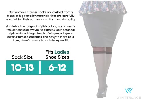 Winterlace Womens Queen Size Trouser Socks, 6 Pairs Knee High Dress Socks Stretchy Silky Soft3