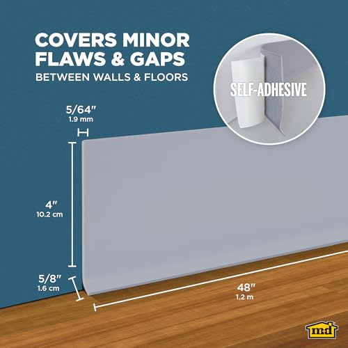 Image of M-D Building Products 23886 4 in. x 48 in. Silver Gray Self-Stick Vinyl Wall Base