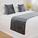 QRGMKL Neue Bettläufer Tagesdecke einfarbige Bettschals Moderne einfache Bettwäsche Beschützer Mode Bettwäsche Dekor für Schlafzimmer Hotel Hochzeitszimmer-Dark Gray||2 Pillowcases(45X45cm)