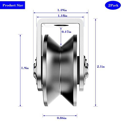 Xhmaxe NO 2-Pack 2 Inch Stainless Steel V-Groove Pulley Wheel thumb #1
