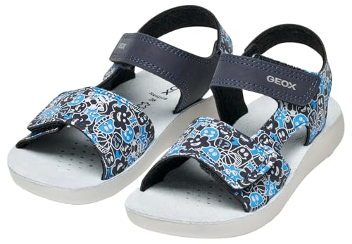 Geox J LIGHTFLOPPY Sandal, Navy/Azure, 34 EU