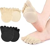 [WOMLEX] つま先 靴下 5本指 吸汗 クッション付き 滑り止め付き フットカバー カバーソックス ２色 ２足４枚 22-25cm (全指)