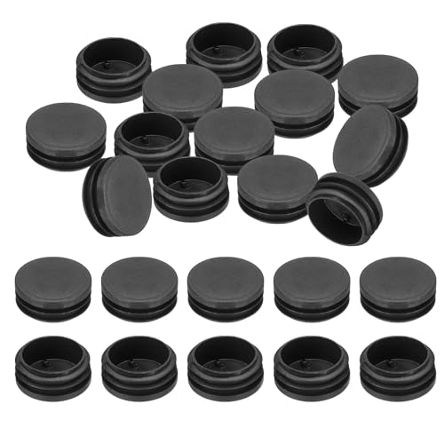 Image of PATIKIL 1-3 /4 inch Plastic Tubing End Caps, 40Pcs Round Hole Plug Insert for Round Iron Pipe Chair Leg Table Bookshelves Patio Furniture, Black