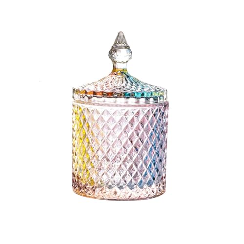 TGDGFKIAS latas de azúcar de cerámica, Tarros de cristal multicolor for caramelos con tapa, azucarero con tapa, cuenco for dulces, for fiestas y bodas(Glass Color,CH)