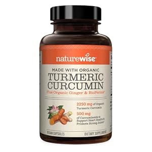 NatureWise Curcumin Turmeric 2250mg 95% Curcuminoids & BioPerine Black Pepper Extract Advanced Absorption for Joint Support [1 Month Supply – 90 Count]