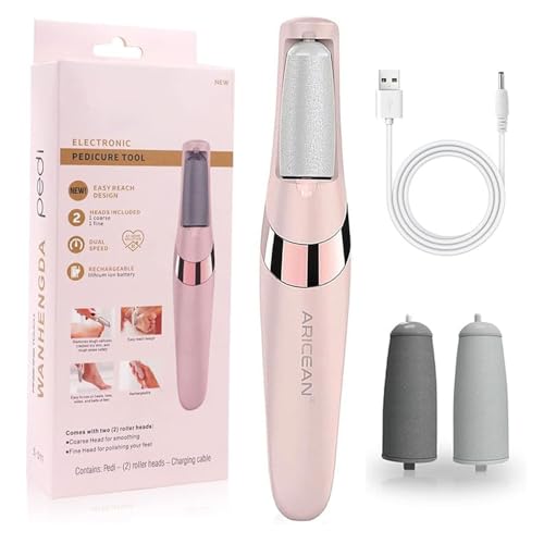 Image of Electric Foot File - Callus Remover for Feet, Professional Pedicure Tool for Dead Skin and Calluses with 2 Different Roller Heads