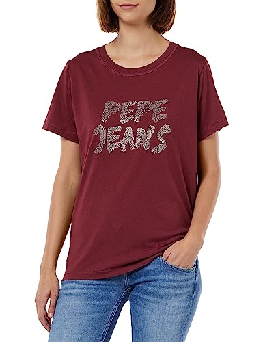 Pepe Jeans Bria T-Shirt, Rojo (Burgundy), L para Mujer