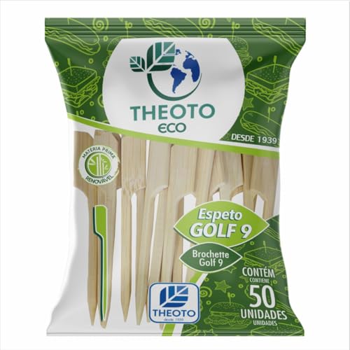 Espeto Madeira, Theoto, Golf, 9 cm, Pacote com 50 Unidades