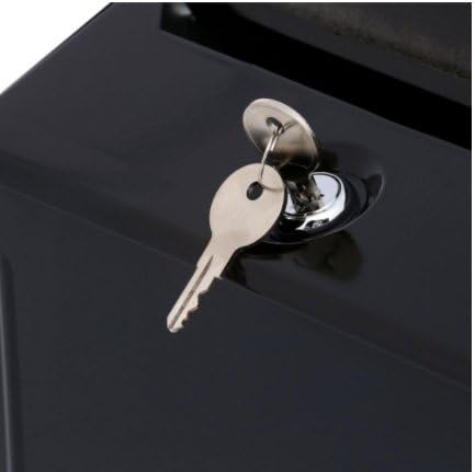 Locking Mailbox Wall-Mounted Durable Galvanized Steel in Black Powder Coat Finish