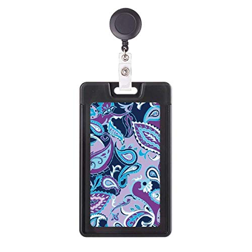 Funda retráctil para tarjetas azul con diseño floral y portacredenciales extensible