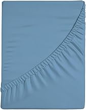 Zer0bed Fitted Sheet Double Bed Plain 100% Cotton 30 cm Corner Maxi 30 cm, Avio, 180 x 200 cm
