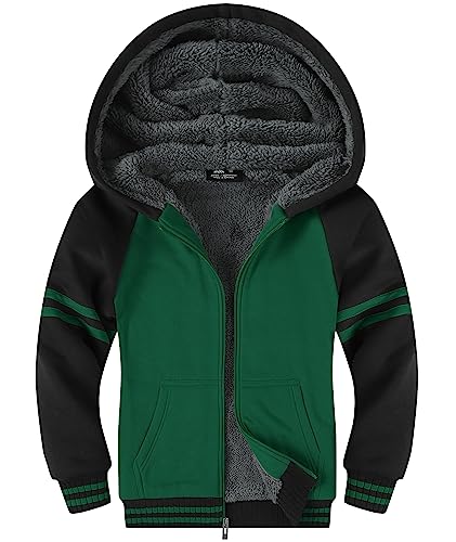 Image of V VALANCH Boys Hoodie Zip Up Fleece Lined Jacket Warm Sherpa Hooded Sweatshirts for Boys Girls 6-15 Years