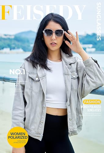 Image of FEISEDY Oversized Sunglasses for Women Square Polarized Sparkling Frame B2289