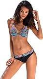  Bademode Buffalo Damen Bügel Bikini (Cup E) (Schwarz Bedruckt, 44 / E, Numeric_44)