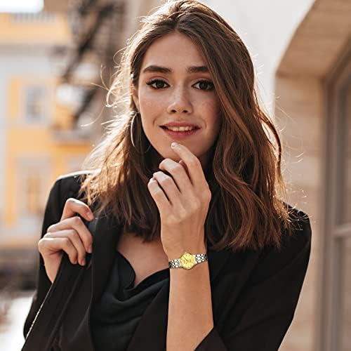 JewelryWe Luxury Couple Watches Gold-Silver Tone Stainless Steel Quartz Calendar Wristwatch Rhinestone His and Her Watch Set, for Anniversary, Wedding, Valentine's Day