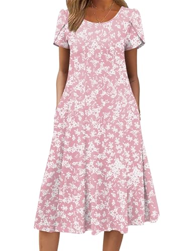 Image of ZEAGOO Womens Casual Dresses for Summer Short Sleeve Flare Midi Dress Loose Flowy Beach Sundress
