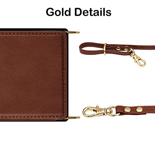 Defbsc Compatible With Iphone 11 6.1" Case, Crossbody Wallet Case, Adjustable Detachable Lanyard Neck Strap With Kickstand Leather Card Holder Protective Cover-Brown #TOP3