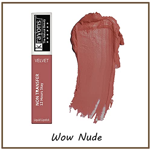 Image of Krayons Insta Dri Sparkling Eyeliner, Grey, 7ml And Power Stay Nontransfer 12hrs Stay Matte Liquid Lipstick, Wow Nude, 4ml