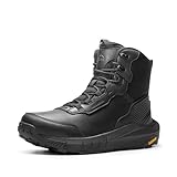 NORTIV 8 Men's Waterproof Tactical Work Boots Cushion Sole Lightweight Leather Combat Boots with Arch Support Non-Slip Military Motorcycle Hiking Boots HydroRange,Size 8.5,Black,NMUMMT2502