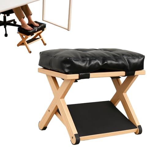 Foot Rest Under Desk – Ergonomic Foot Stool, Feet Stool Under Desk Rest | Slanted Small Wooden Double Layer | Adjustable Footrest For Home Office Apartment Study Bedroom Living Room