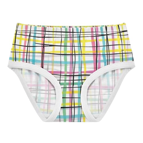 Soft Girls' Panties Organic Underpants for Girls Colorful Striped Plaid in Sizes 2T,3T, 4T, 5T, 6Y and 8Y