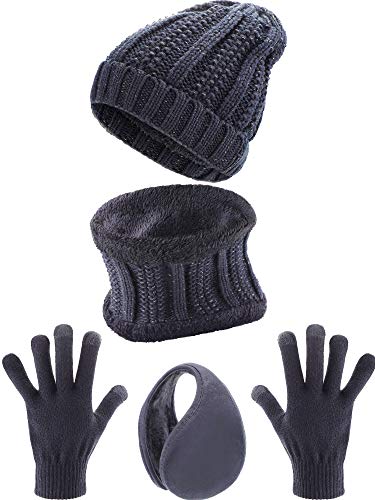 Tatuo 4 Pieces Ski Warm Set Includes Winter Hat Scarf Warmer Gloves Winter Outdoor Earmuffs For Adults Kids (Set 4) #TOP26