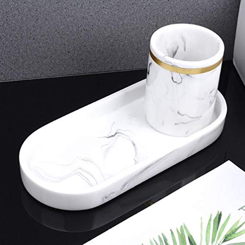 HEMOTON Bandeja de Jóias Trinket Da Vaidade Do Banheiro de Mármore Padrão Decorativo Tanque Do Toale