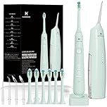 2-1 Oral Clean Kit- Water Dental flosser & Electric Toothbrush Combo- Brushing & Flossing- for Teeth Cleaning and Gum Health (Light Green)