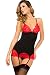 Rene Rofe Women's Lace and Garter Chemise and G-String Set