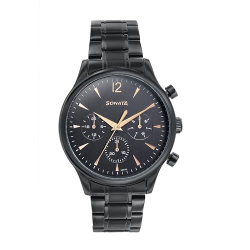 Sonata Quartz Multifunction Black Dial Black Stainless Steel Strap Watch for Men (B0DCN2KF7P) Amazon Price History, Amazon Price Tracker