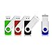 JUANWE 4 Pack 64GB USB Flash Drive USB 3.0 Thumb Drive Jump Drive Pen Drive Memory Stick Swivel Design - Black/Red/Blue/Green (64GB, 4 Mixed Color)