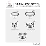 Stainless Steel Cookware Set, 8 Pcs Tir-Ply Pots and Pans Set, PFOA&PTFE Free, Dishwasher&Oven Safe, Kitchen Induction Compatible, ollas de acero inoxidable para cocinar - Image 3