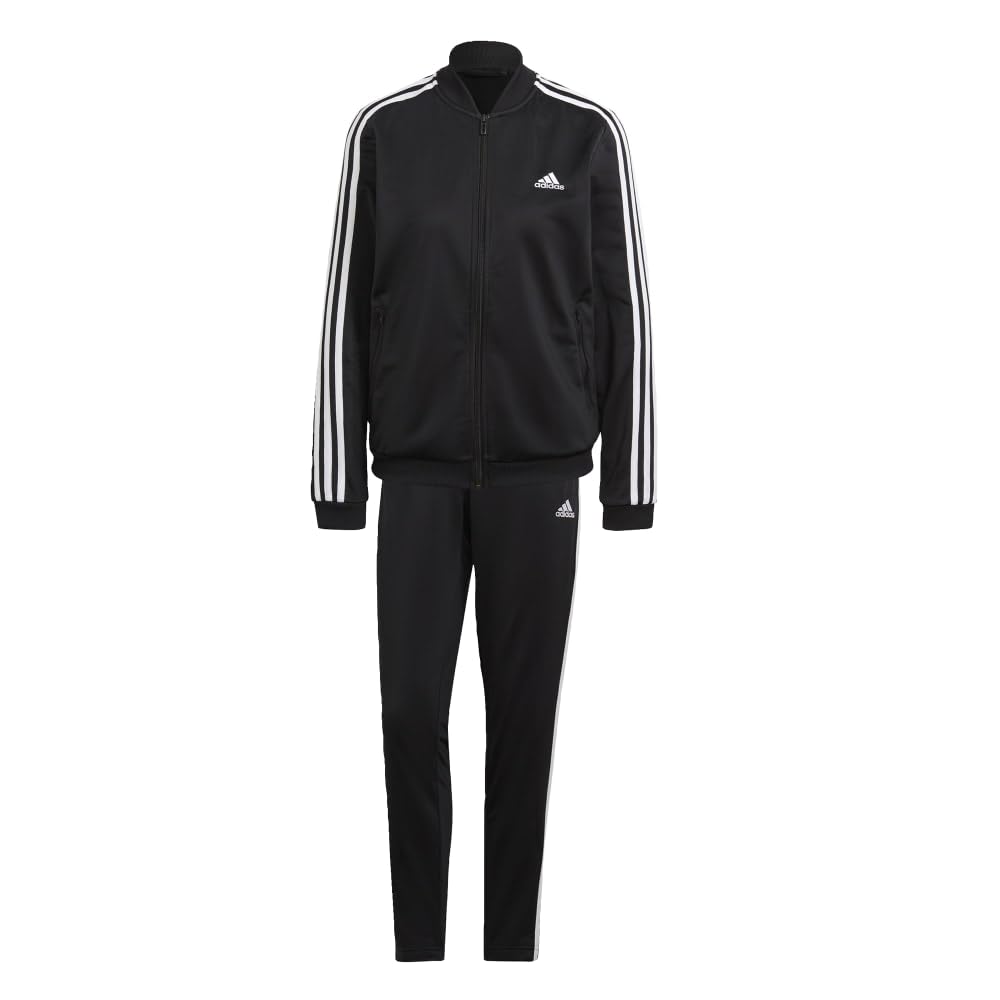 adidas Womens Essentials 3-stripes Track Suit, Black/White, XS
