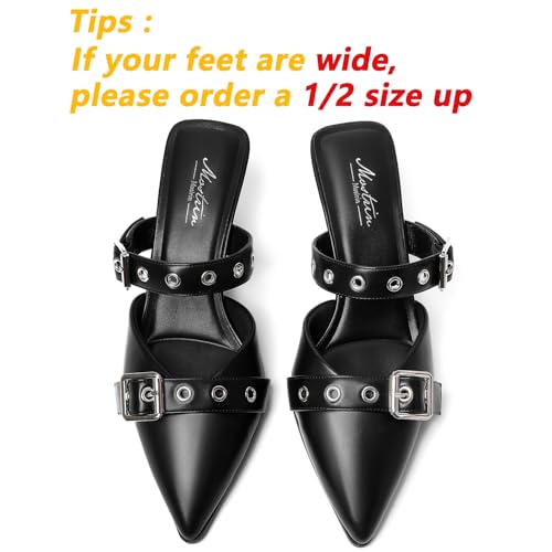 Image of Mostrin Kitten Heels for Women Pointed Closed Toe Heels Vintage Stiletto Dressy Pumps Shoes for Office Work Party