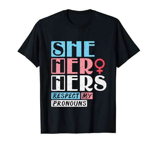 Bandera transgénero She Her Hers Pronombres LGBTQ Trans Pride Camiseta