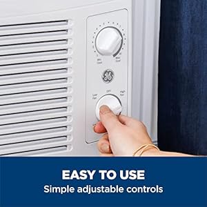 GE Window Air Conditioner Unit, 5,000 BTU for Small Rooms up to 150 sq ft. with Manual Adjustable Fan and Cooling Settings, Perfect for Small Bedroom or Living Room, Easy Install Kit Included, White GE Window Air Conditioner Unit 5000 BTU for Small Rooms up to 150 sq ft with Manual Adjustable Fan and Cooling Settings Perfect for Small Bedroom or Living Room Easy Install Kit Included White