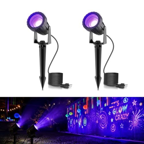 Image of L LOHAS LED UV Black Light Spotlight, Halloween Dusk to Dawn, 12W 2 Pack