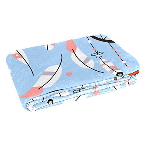Plaid lit chaud motif attrape-rêves et plumes pour camping