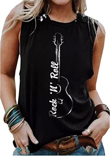 Rock Roll Music Tank Tops Women Vintage Rock Band Tanks Retro Graphic Country Music Concert Sleeveless Shirt Tee